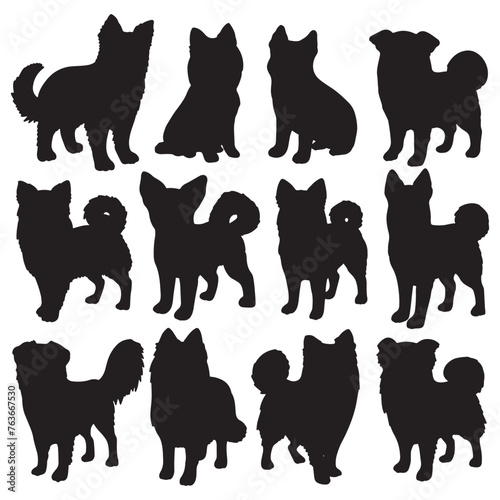 Isolated dogs on the white background. Dogs silhouettes. Vector EPS 10.	