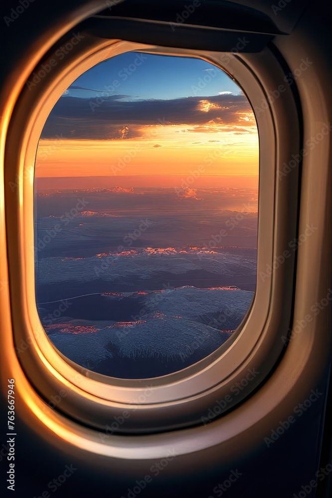sky with clouds at daytime from airplane window at altitude sky with clouds at daytime from airplane window at altitude
