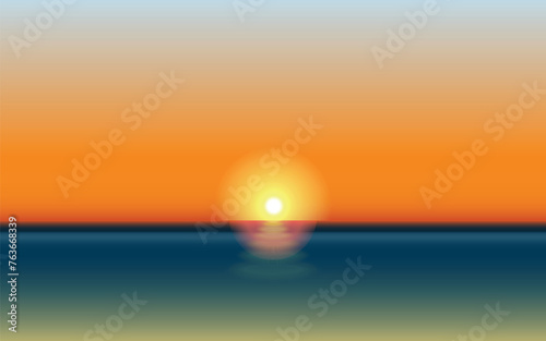 Tropical ocean sunset background. Vector illustration.