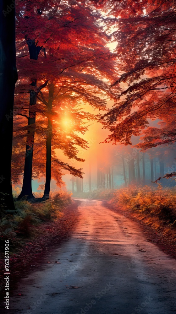 Color autumn forest.  Forest illustration