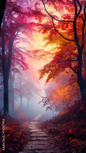 Color autumn forest. Forest illustration