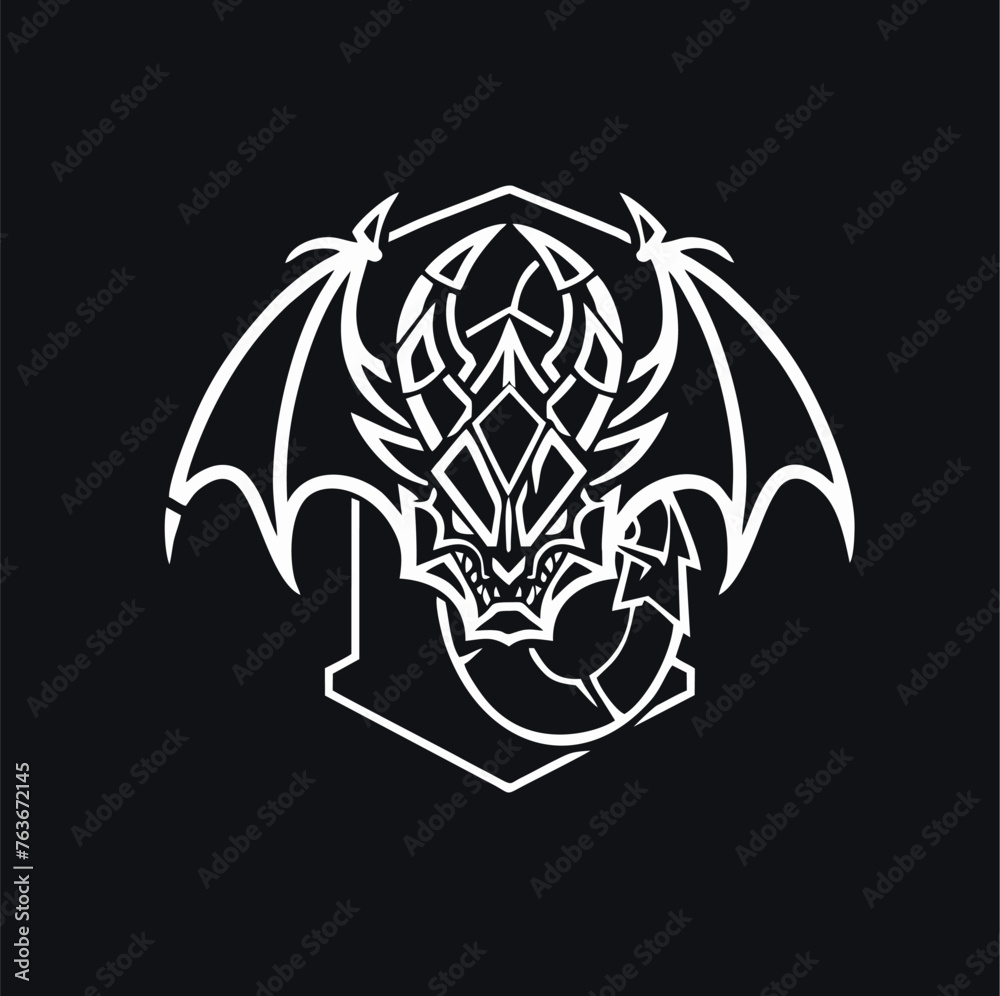 black and white logo dragon wyvern dungeon master