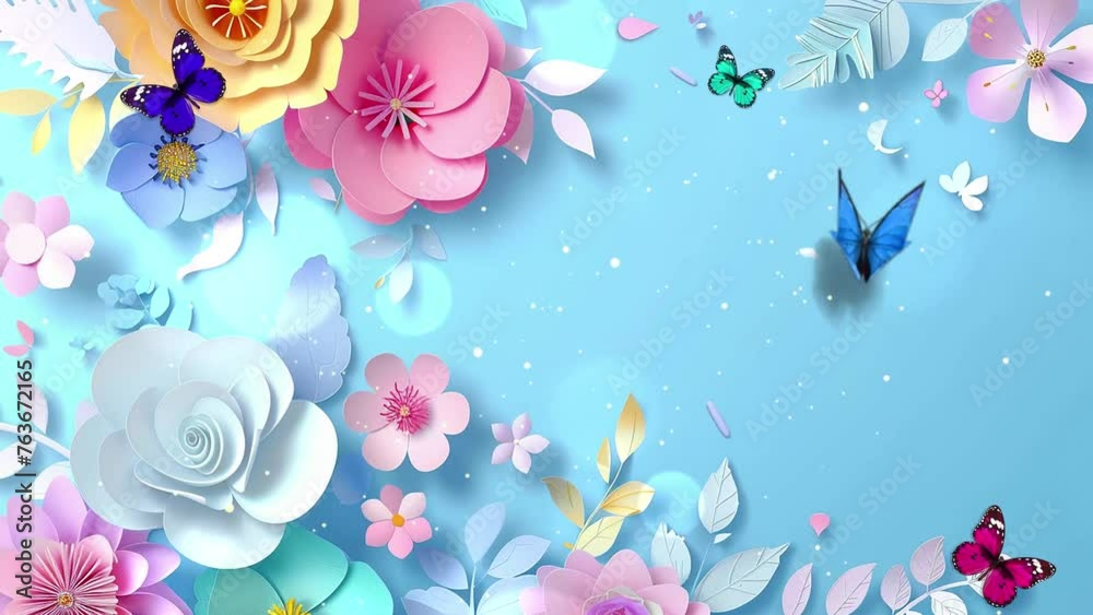 spring super sale header or banner design on light blue background. seamless looping overlay 4k virtual video animation background