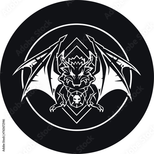 black and white logo dragon wyvern dungeon master