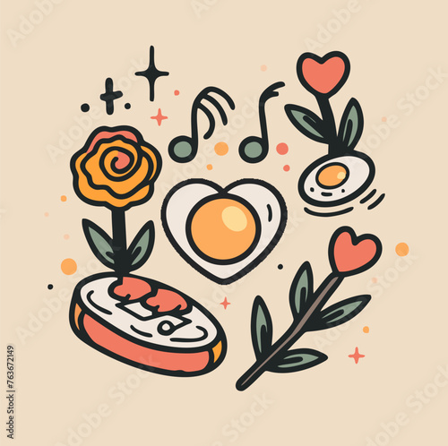 'logo incorporating elements that represent food music feminime