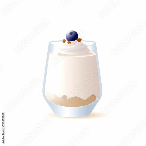シンプルなヨーグルトムースのデザートのイラスト。グラスに入っている白色のスイーツのイラスト