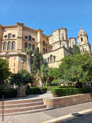 Old town Malaga Spain travel ancient walls and blue sky summer