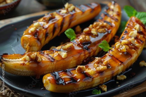 Grilled Bananas with Nuts and Caramel Sauce