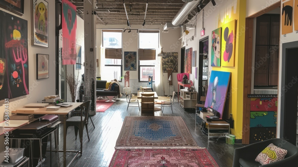 A vibrant workspace and showroom dedicated to properties with artist studios and creative spaces. 
