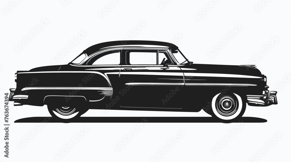 a black and white drawing of a classic car