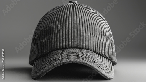 Gray cap mockup with ribbed detail.