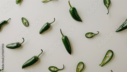 Spicy Sensation: A Bountiful Display of 19515 Jalapeno Peppers on a Crisp White Background