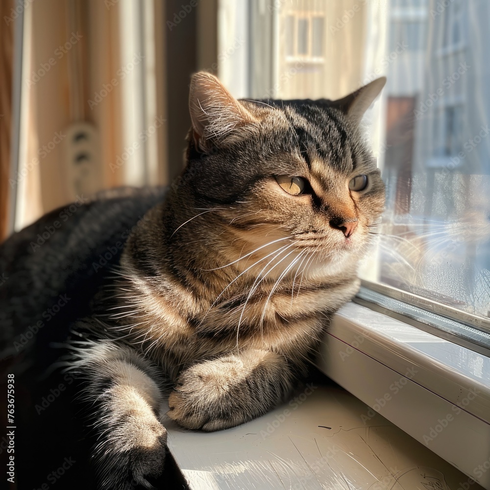 Basking in the Warmth: Adorable Feline Soaks Up the Sun in a Sunlit Room
