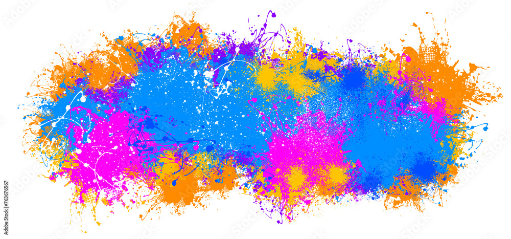 Spray colorful paint stain elements