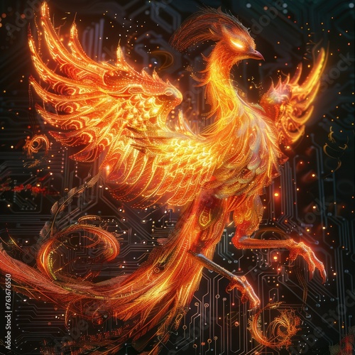 The Resplendent Rebirth of a Majestic Phoenix: A Vibrant Symbol of Renewal and Strength © Arnolt