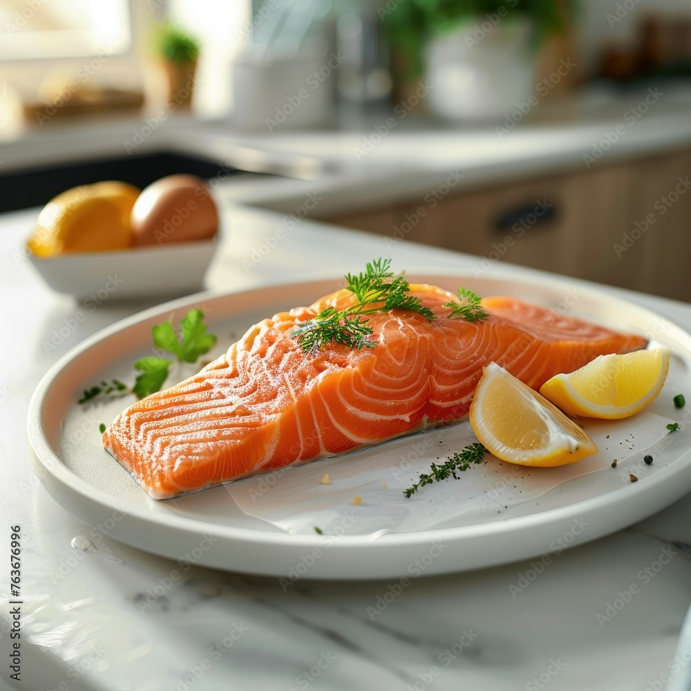 Savor the Flavor: A Tempting Image of Freshly Grilled Salmon on a Stunning Plate