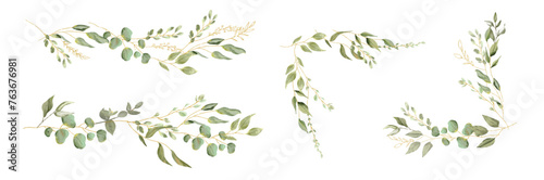 Watercolor Leaves illustration set. Suitable use for wedding invitation, greetings cards, decoration in your card, etc.