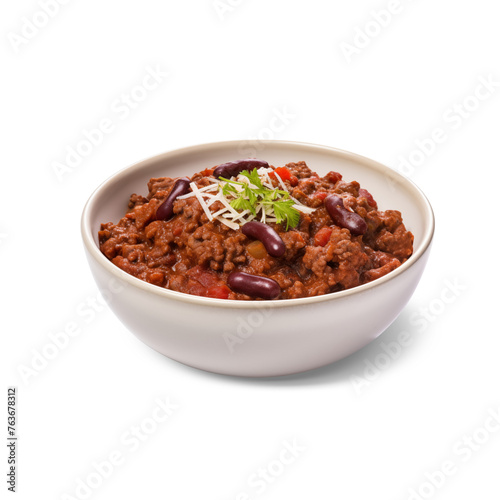 chili con, mexican food isolated on white