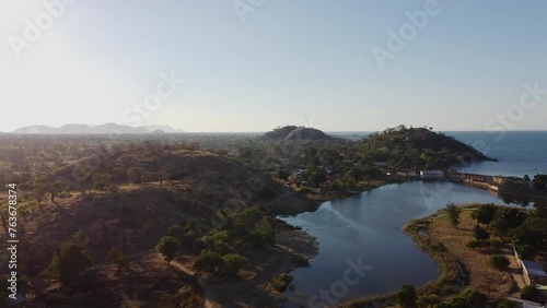 Flying over the amazing views of Malawi Lake, in Malawi, AFRICA. photo