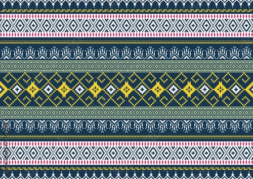 Geometric ethnic oriental ikat pattern traditional, embroidery style design for background, carpet, wallpaper, clothing, wrapping, batik, fabric