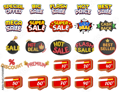 set of sale labels, set of icon,  Offer and sales lebels sets with transparent background photo