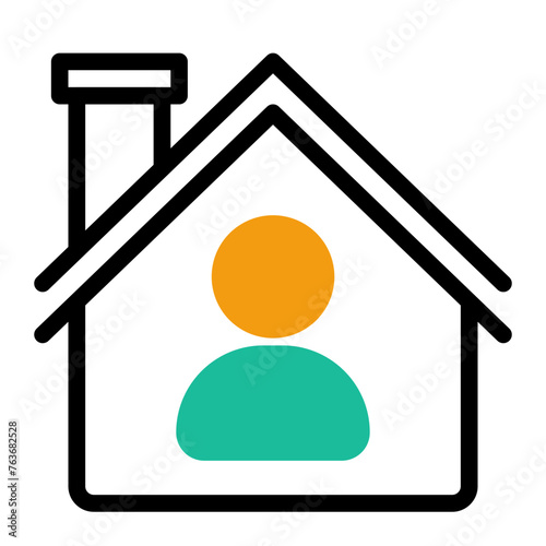 This is the Home icon from the Party and Celebration icon collection with an mixed color style