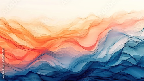 Abstract orange-blue background made of organic wavy lines.