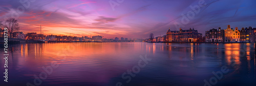 Twilight Canvas: A Scenic View of Amsterdam's breathtaking IJ River © Louisa