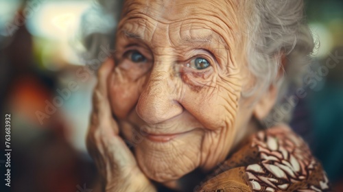 an old woman with a smile on her face