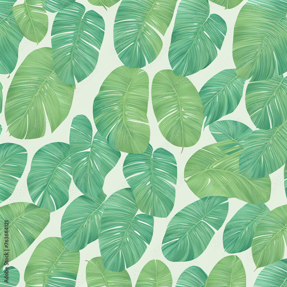 illustration pastel tropical leaves and white background wallpaper pattern
