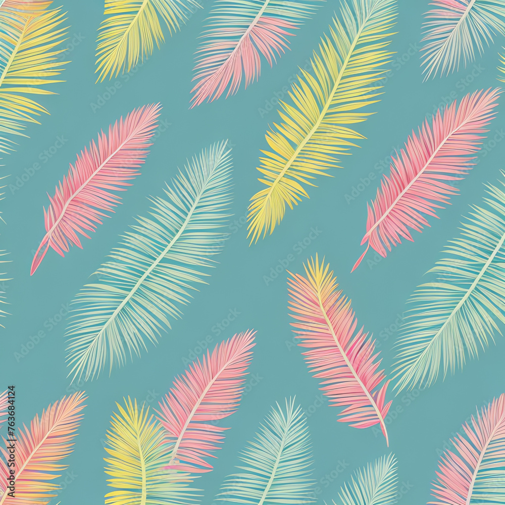 Fototapeta Pastel Feathers patterns background wallpaper illustration,  