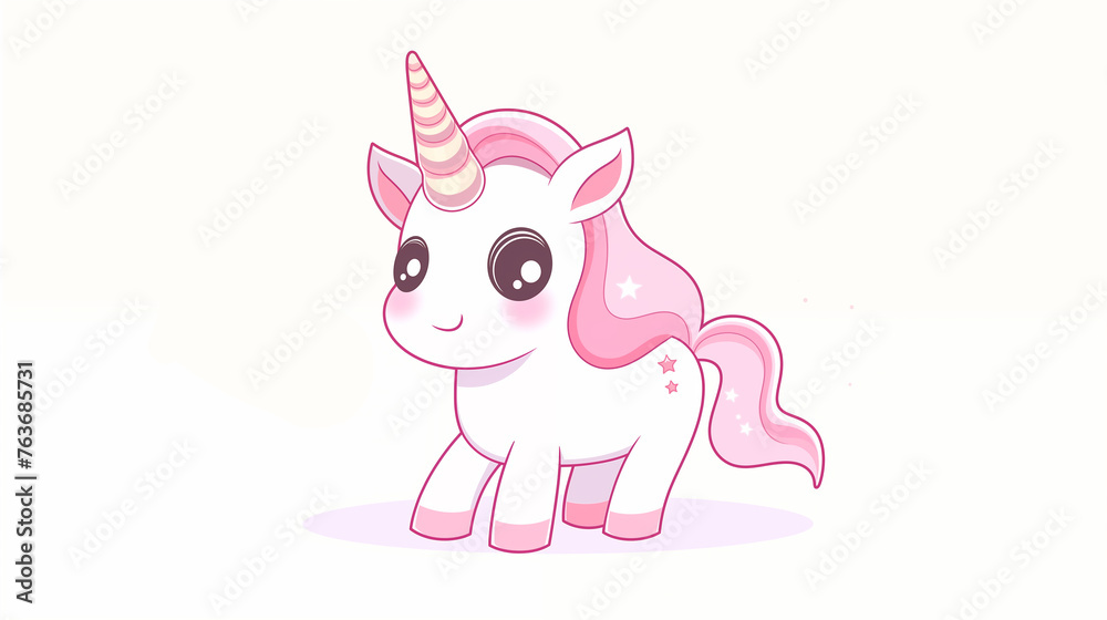 Hand drawn cartoon cute unicorn illustration