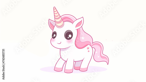 Hand drawn cartoon cute unicorn illustration