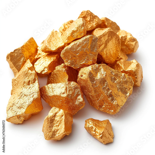Gold Nugget, Gold Deposit, Gold Stone, with White Background