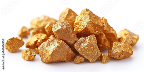 Gold Nugget, Gold Deposit, Gold Stone, with White Background