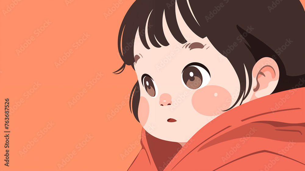 Hand drawn cartoon cute little girl children's day illustration Hand drawn cartoon cute little girl children's day illustration