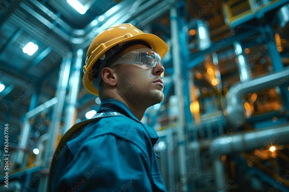 Industrial plant's pulse under engineer's watch, safety ensured Industrial plant's pulse under engineer's watch, safety ensured