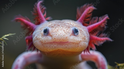 The axolotl's enigmatic gaze reveals the captivating allure and regenerative magic of this underwater wonder.