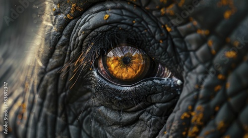 The elephant's eye reveals profound wisdom and heartfelt emotions through its gaze. © Kanisorn