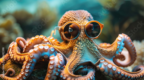 Funny octopus wearing sunglasses © Ferdous