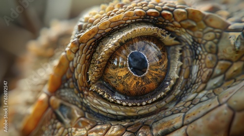 Capturing the essence of ancient knowledge and reptilian mystique through a close-up of a tuatara s eyes  a living relic of prehistoric times.