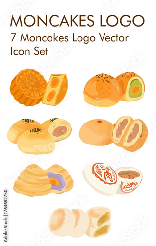 Mooncake logo vector icon set