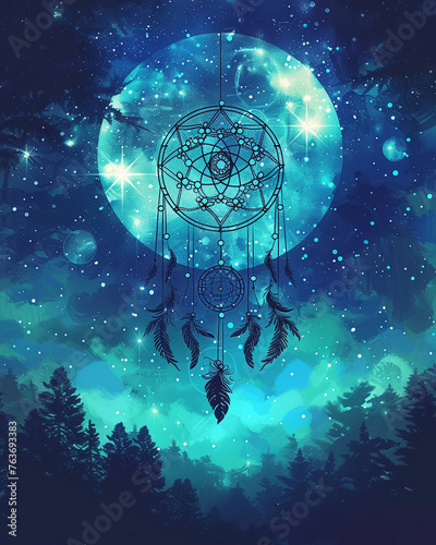 A dreamcatcher against a backdrop of a starry night skyultra HD