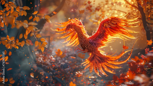 A phoenix rising from a garden © ParinApril
