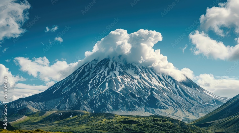 Majestic Mountain With Clouds in the Sky