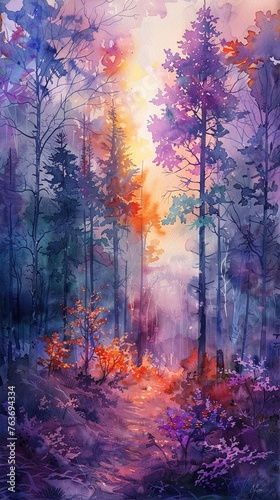 Transform the essence of watercolor paintings into a breathtaking panoramic view, accentuating the fragility and transparency of the medium Infuse the image  © BOMB8