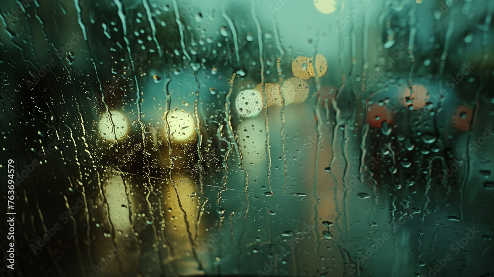 rain on car's window driving in rainy weather 