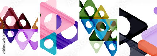 Abstract background set featuring captivating triangles. Harmonious blend of geometry and style, these designs bring modern flair