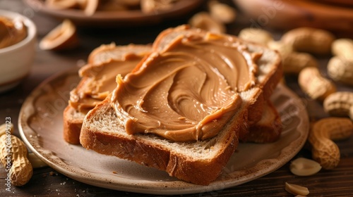 Peanut Butter Spread on a Piece of Bread