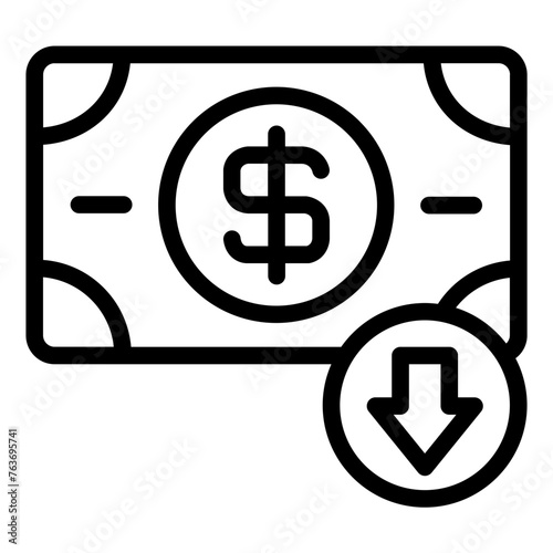 Deflation down money icon